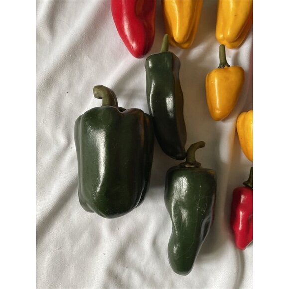 Set Of Decorative Faux Peppers In Red Yellow & Green - Picture 10 of 14
